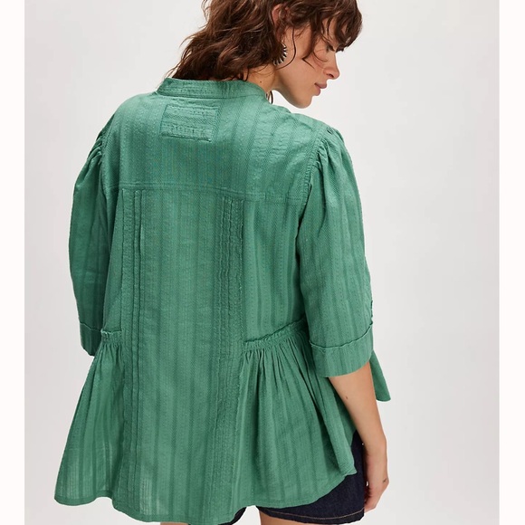 NWT We The Free Willow Button Down Top-Bottle Green - Picture 2 of 6